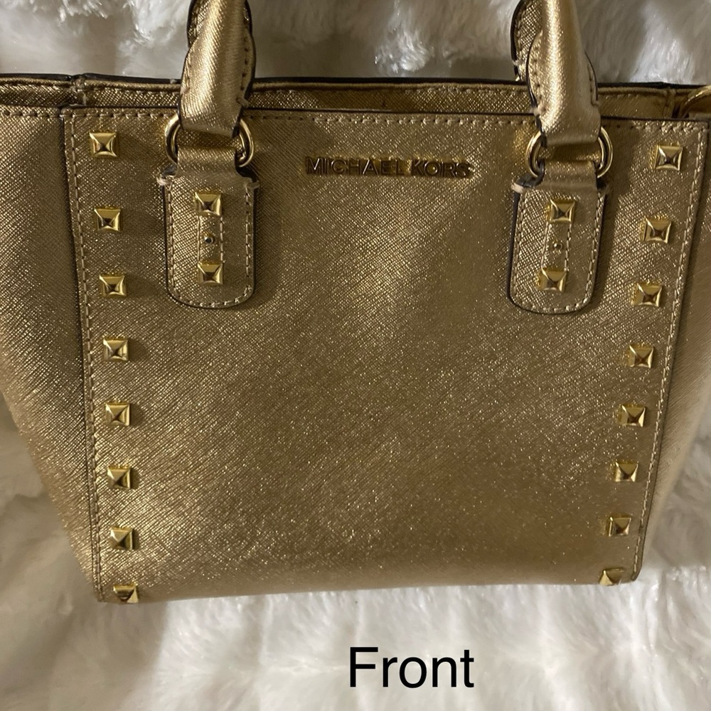 Michael Kors Gold Studded Women's Bag, Small in Great Preowned Condition